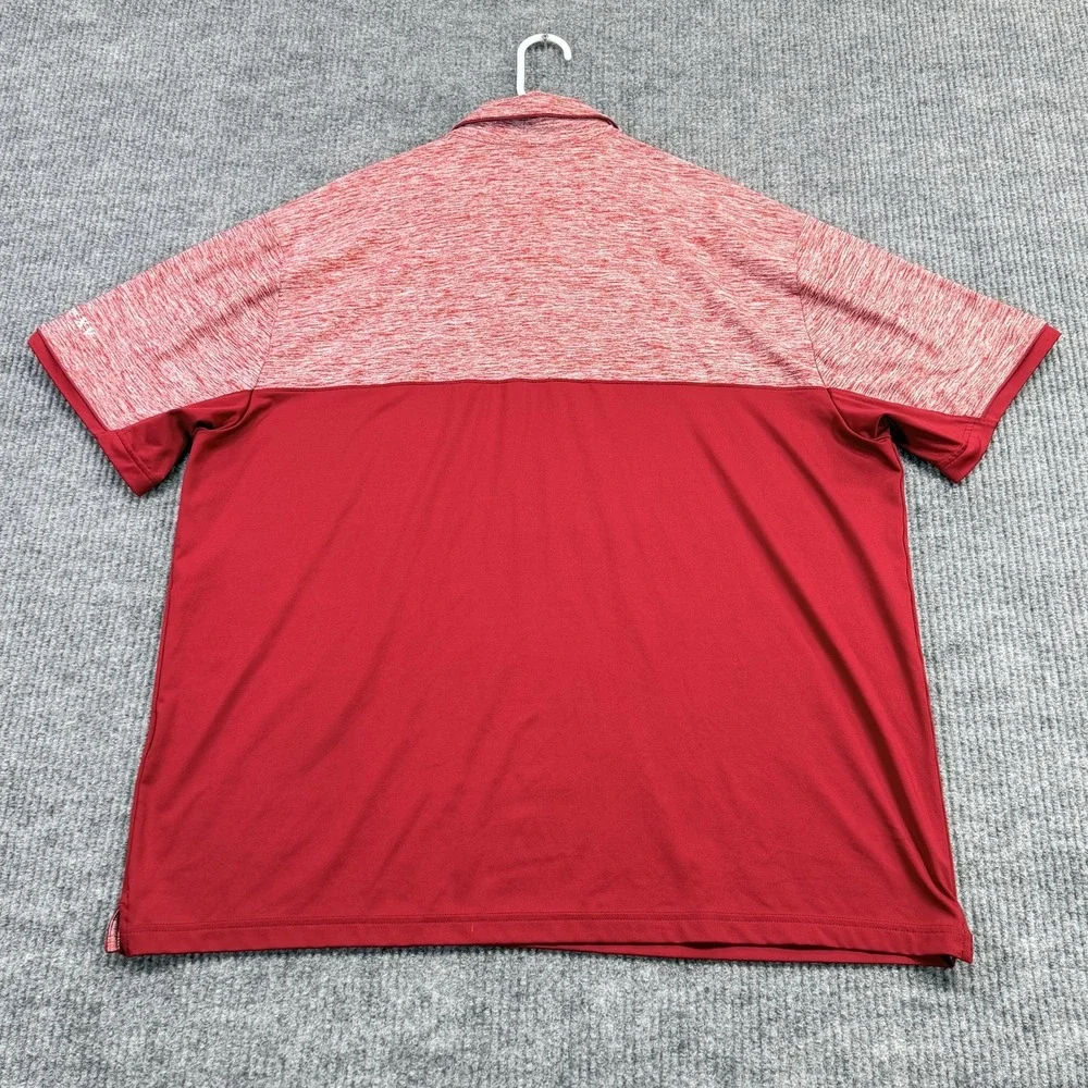 Under Armour HeatGear Polo Shirt Mens 2XL Red Colorblock Golf Performance Top